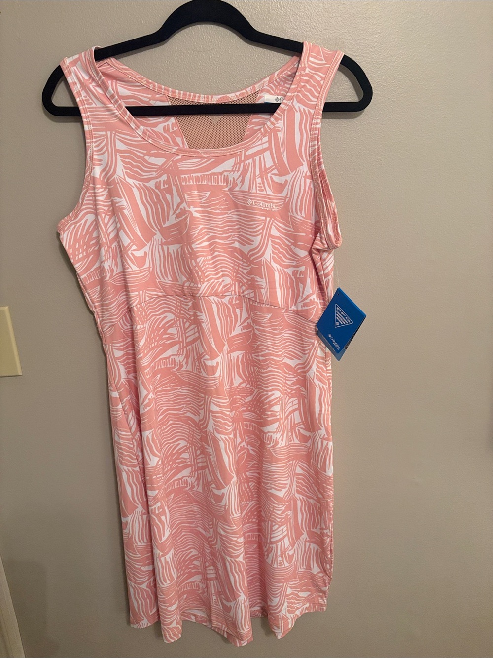 Columbia Pink and White Patterned Midi Tank Dress